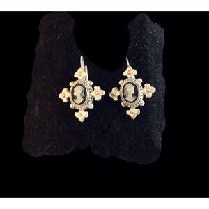 Vintage C. Stein Cameo Earring, 1.5 Tall, Victorian